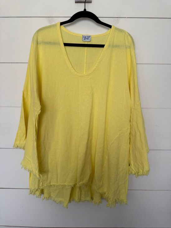 Oh My Gauze! Tops - Oh My Gauze Women’s 2 Yellow Raw Hem Blouse Top